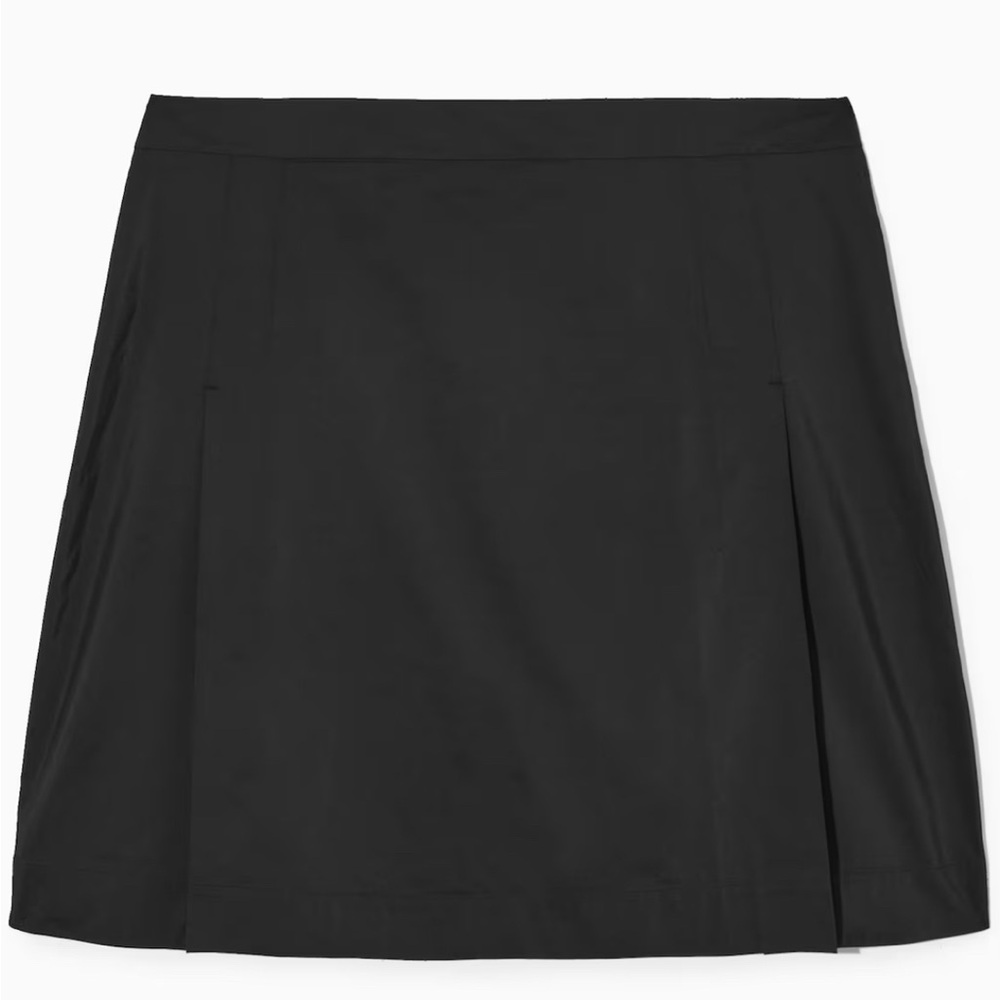 COS Black Shell Panel Aline Mini Skirt Size XS Black Lyocell Pleat NWT NEW